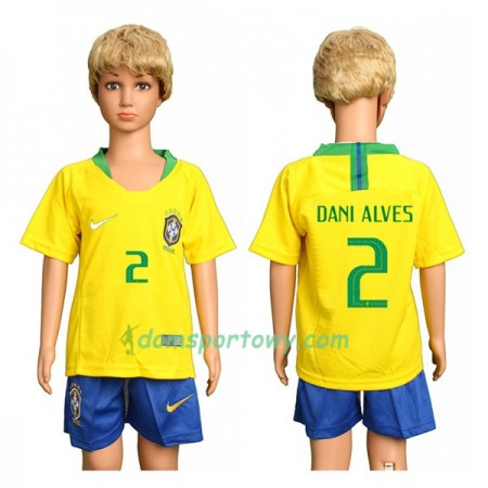 Koszulka Brazylia Dani Alves 2 Dziecięcy Domowe Koszulki Piłkarskie Mistrzostwa Świata 2018